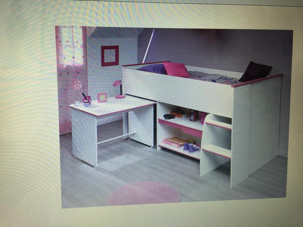 Halfhoogslaper met bureau en matras, Kinderen en Baby's, Kinderkamer | Stapelbedden en Hoogslapers, Gebruikt, Halfhoogslaper, Ophalen