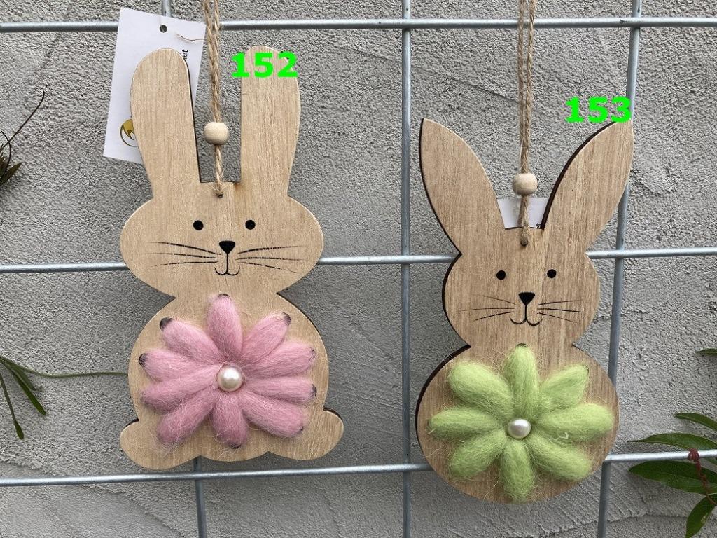 HOUT DECO HANGER NR 152-153 KONIJN MET WOLLEN BUIK NIEUW, Ophalen of Verzenden, Nieuw
