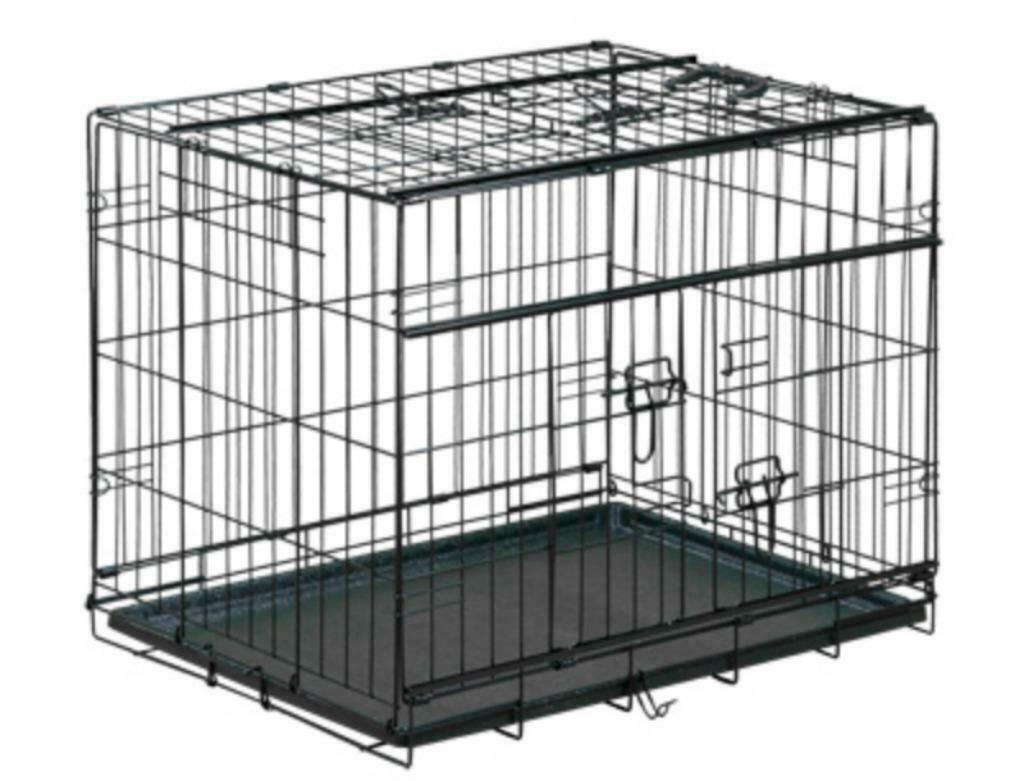 Caisse pour chien avec portes coulissantes Noir XXL, Neuf, 65 à 100 cm, Enlèvement, Chenil chien