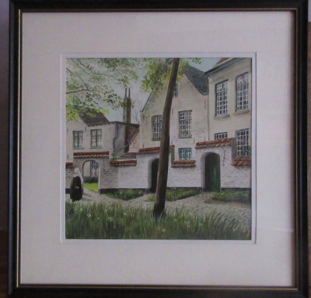 Aquarelle Begijnhof à Bruges par L. Boschmans, Enlèvement ou Envoi