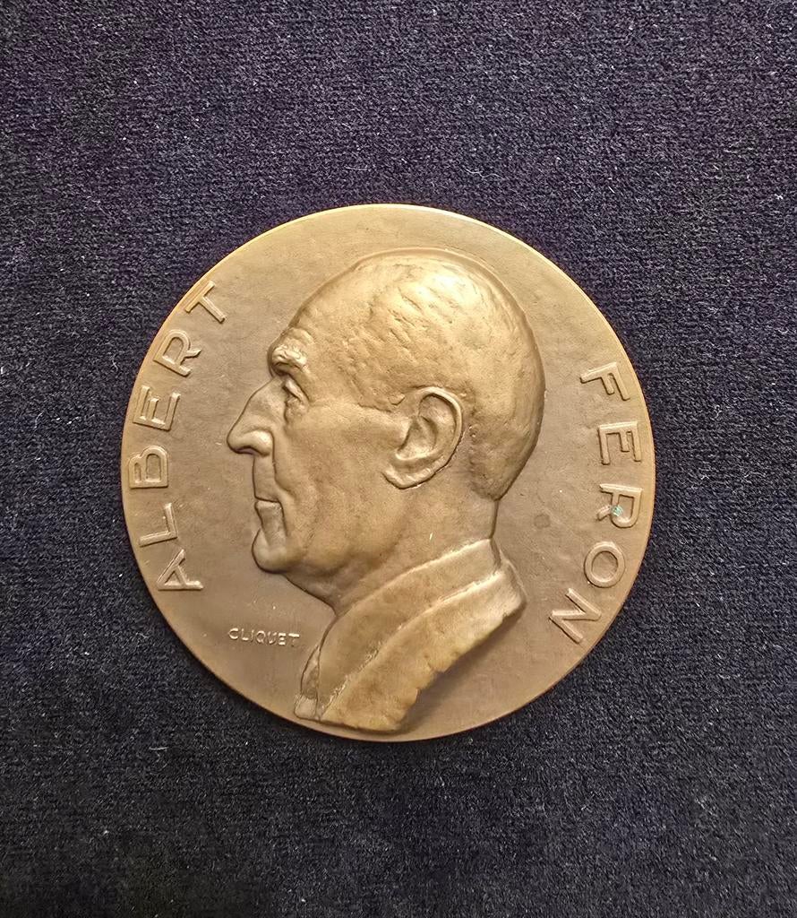 René Cliquet bronzen medaille België Fonson 1953 groot, Postzegels en Munten, Penningen en Medailles, Brons, Ophalen of Verzenden