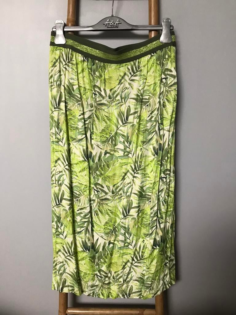 Groene Geisha rok met bladeren. Maat L., Kleding | Dames, Geisha, Nieuw, Groen, Onder de knie