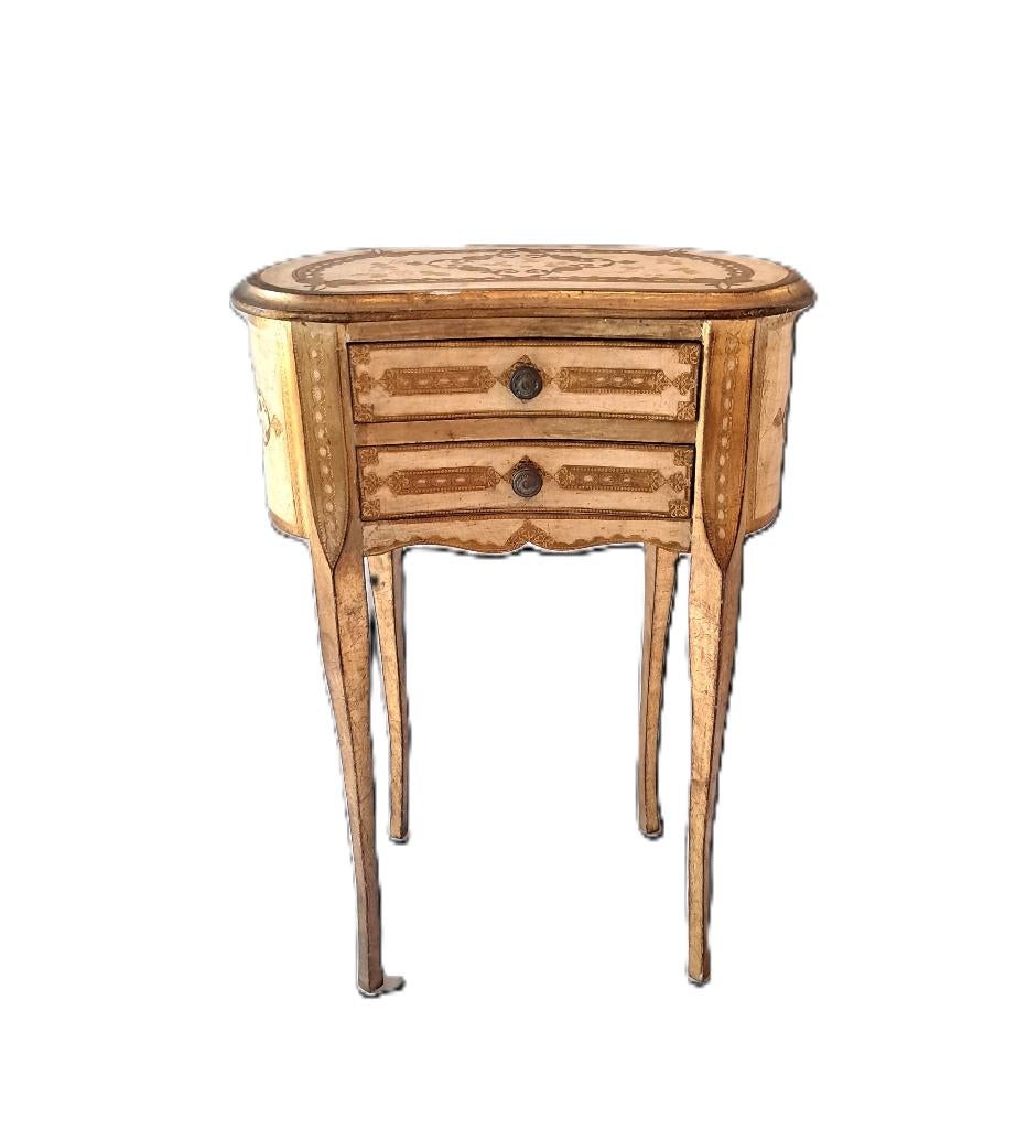 Kleine Florentijnse Stijl Bijzettafel met Lades, Ophalen