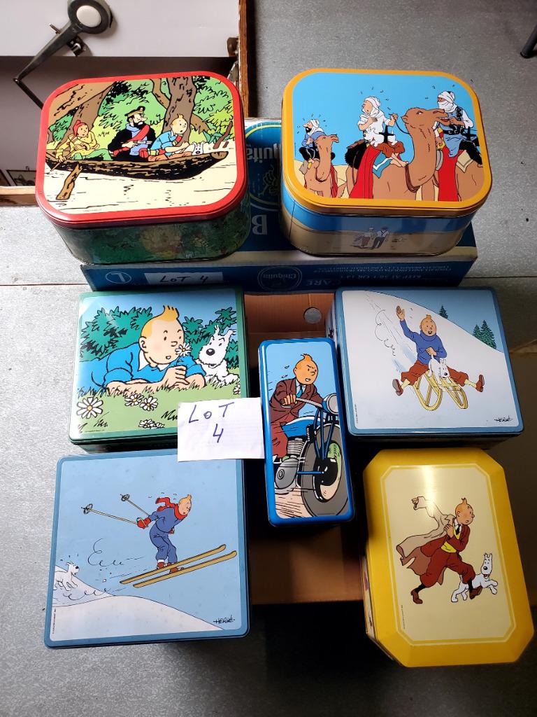 Tintin, Hergé, boîtes en fer. Kuifje, Tim und Strppi.Lot 4, Enlèvement ou Envoi, Utilisé, Biscuits