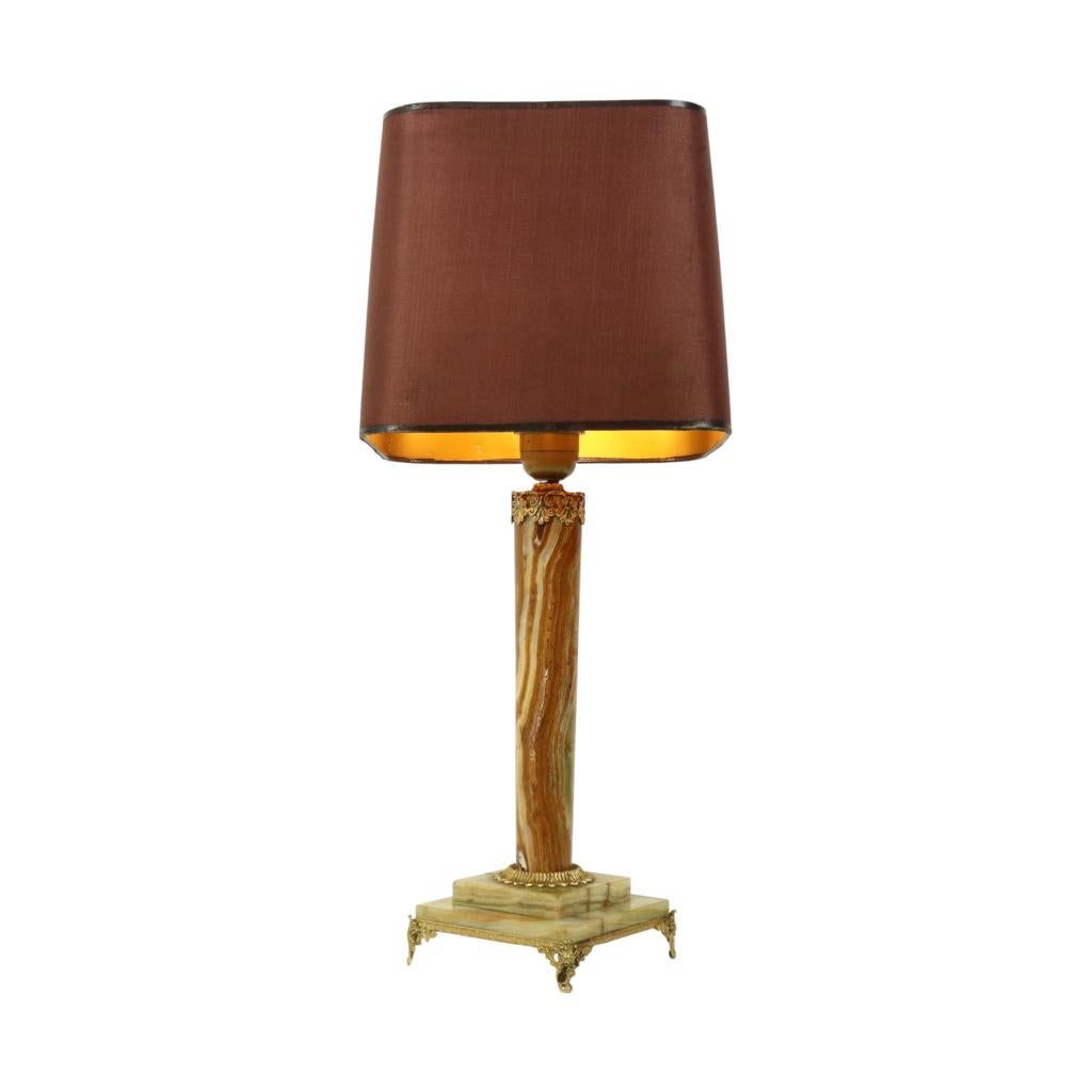 Klassieke Onyx en Messing Kolom Tafellamp 20ste Eeuw, Ophalen of Verzenden