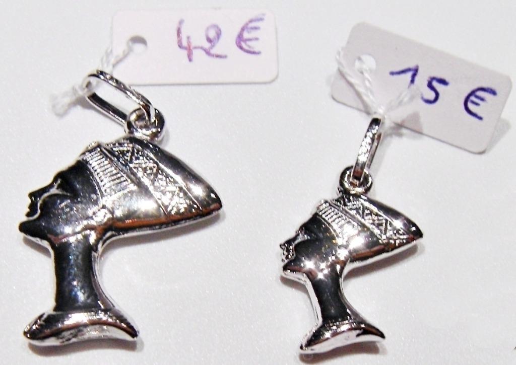 Pendentif en argent 925, de buste de Néfertiti, neuf, Overige voorstellingen, Nieuw, Ophalen of Verzenden, Zilver