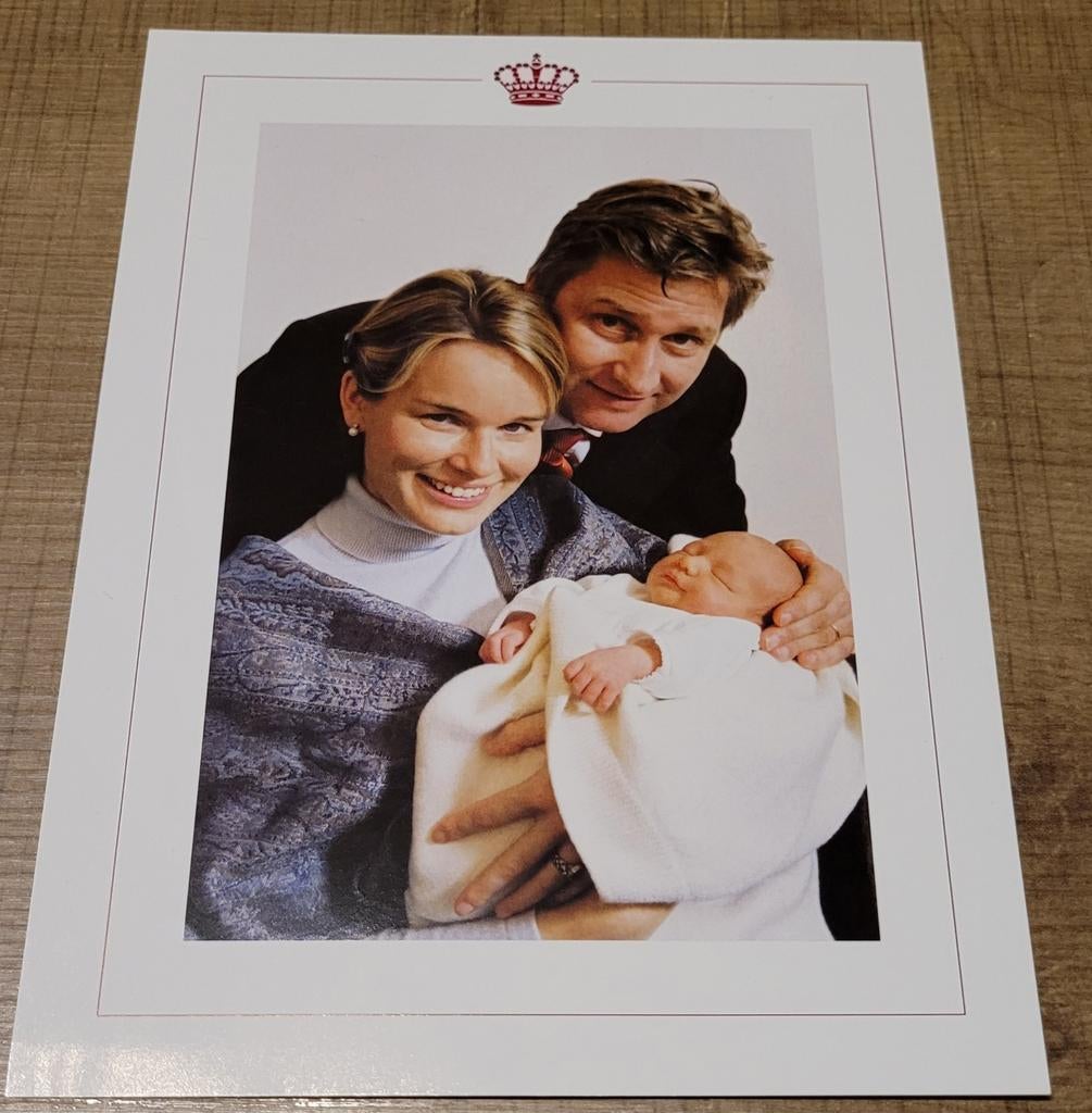 Grote fotokaart: Koning Filip, Koningin Mathilde, geboorte, Enlèvement ou Envoi, Comme neuf, Carte, Photo ou Gravure