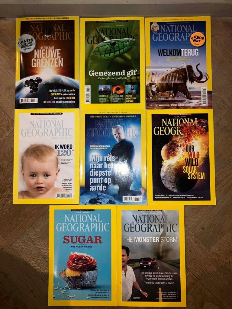 National Geographic 2013 - 8 edities - als Nieuw !, Ophalen of Verzenden