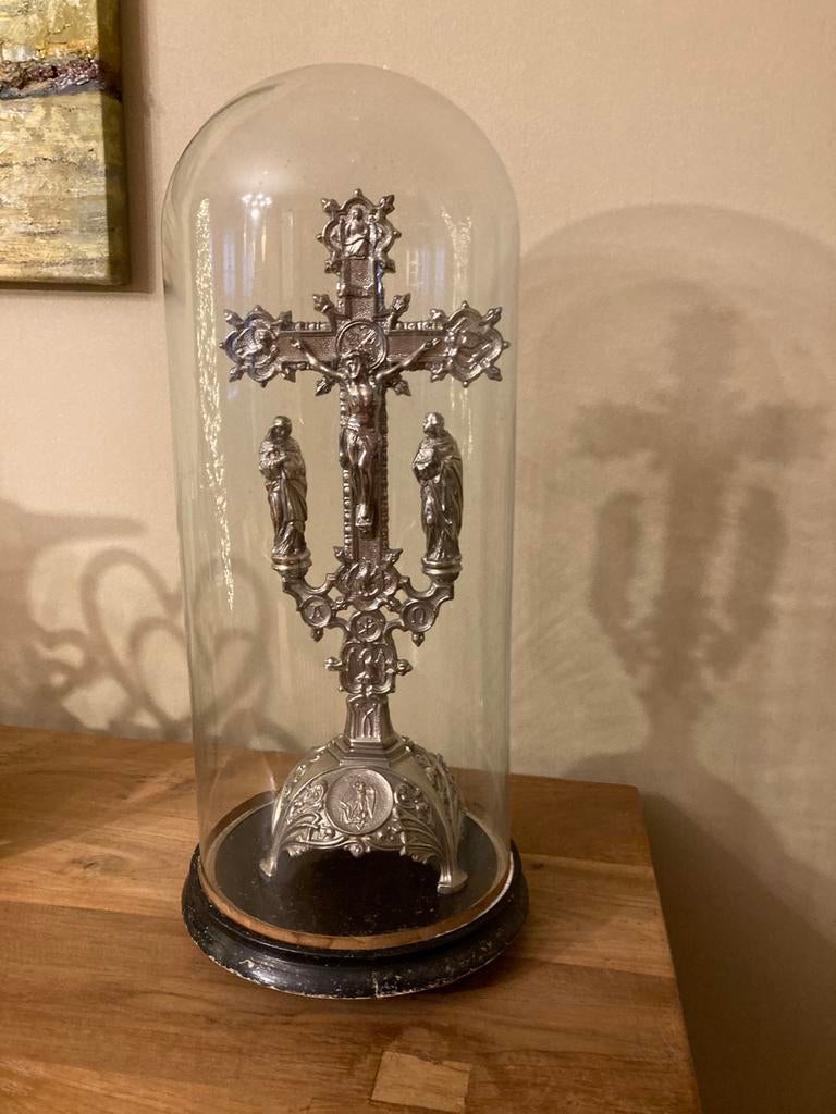 Spelter kruis in barok stijl, Antiek en Kunst, Antiek | Religieuze voorwerpen, Ophalen