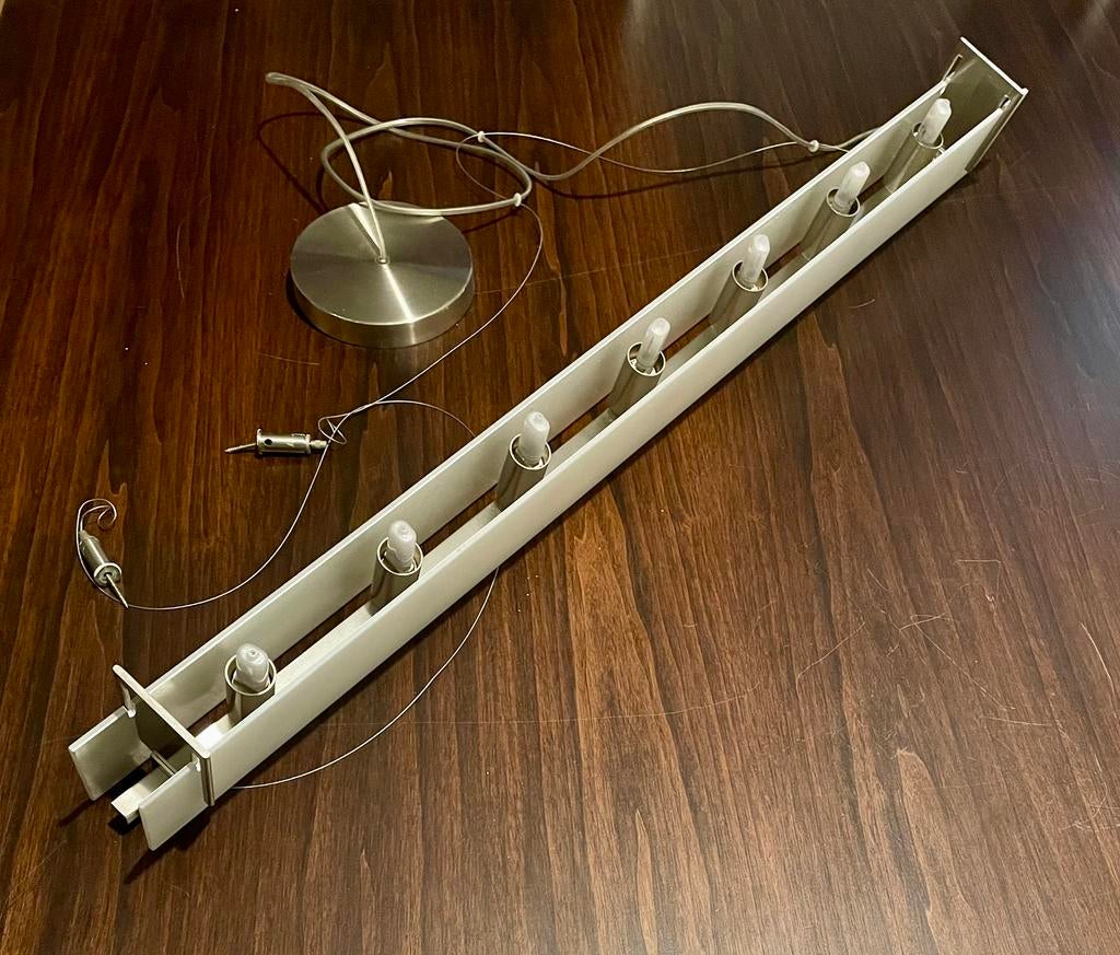 Moderne hanglamp glas/inox, Huis en Inrichting, Lampen | Hanglampen, Ophalen, Modern, Minder dan 50 cm, Glas
