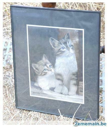 encadrement plastique noir avec 2 chats, Enlèvement ou Envoi, Utilisé