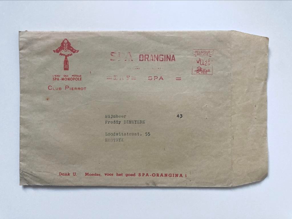 2 omslagen Spa Reine - Spa Orangina 1957, Ophalen of Verzenden