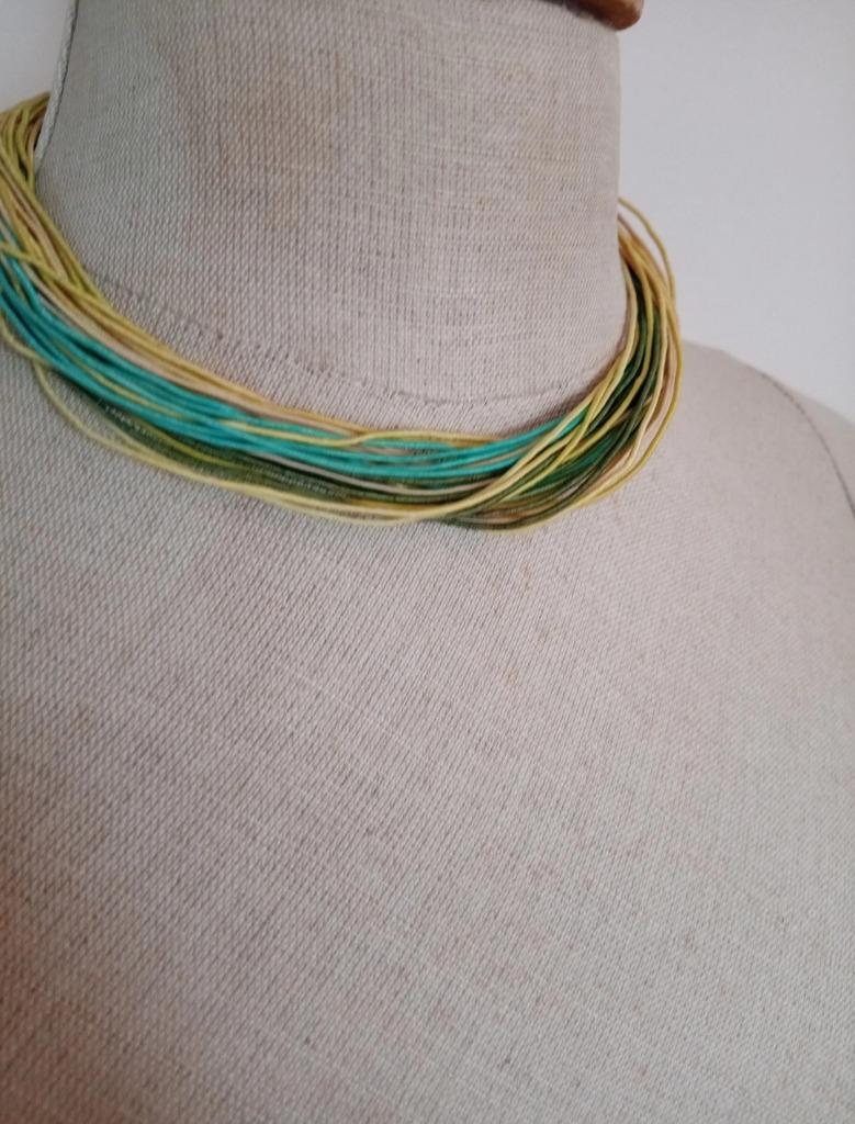 Ketting turqouise/geel, Bijoux, Sacs & Beauté, Colliers, Enlèvement ou Envoi, Comme neuf, Jaune