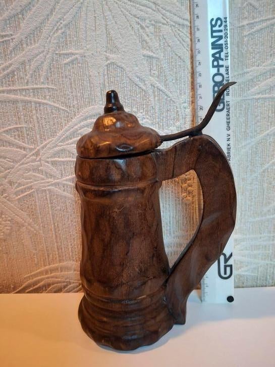 Houten bierpul met deksel, Enlèvement ou Envoi, Comme neuf