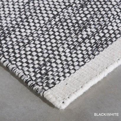 Nieuw Vloerkleed tapijt carpet wol wit zwart 140x200, Neuf, 150 à 200 cm, Noir, Enlèvement ou Envoi