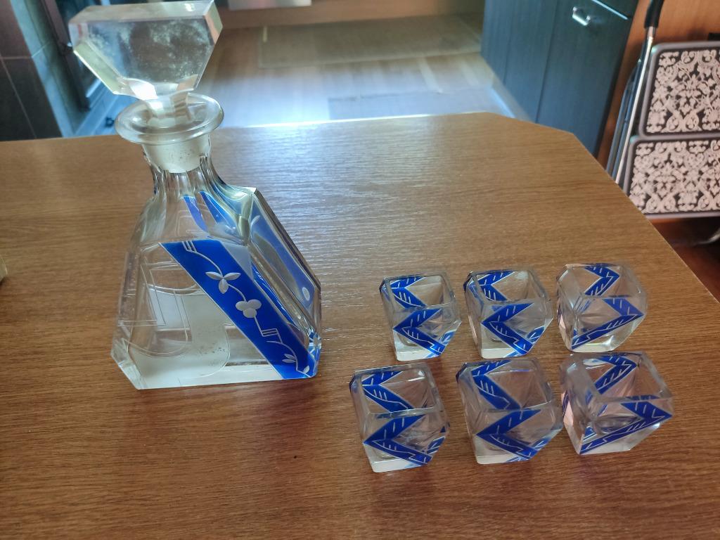 Ensemble carafe et verres cristal Karl Palda années 20, Antiek en Kunst, Ophalen of Verzenden