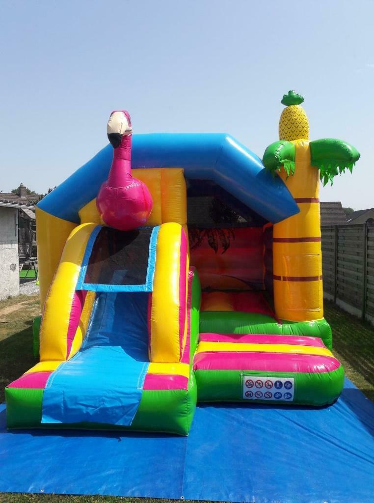 Springkasteel Slide Combo Flamingo huren / te huur, Ophalen, Nieuw
