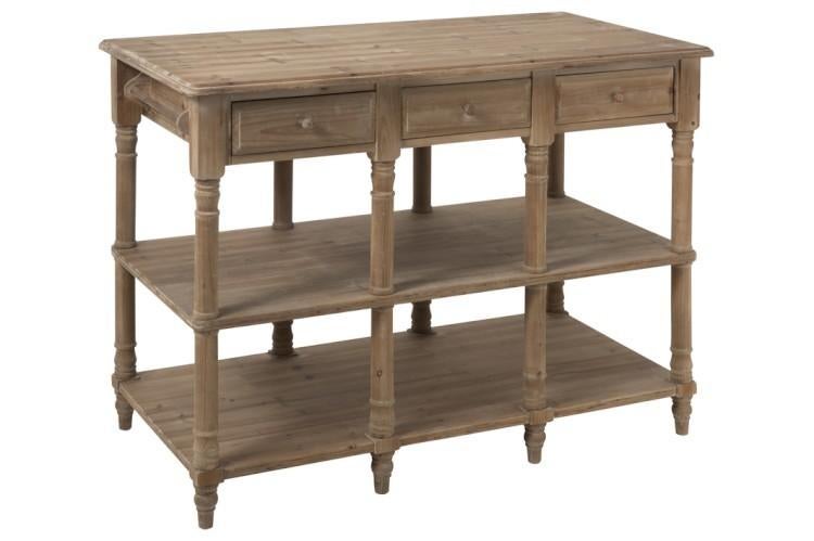 grote console of centraal eiland in gepatineerd J-line hout, Ophalen, Nieuw, 60 cm of meer, Rechthoekig