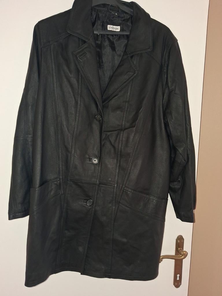Lederen lange jas, Kleding | Heren, Ophalen, Andere, Zwart, Zo goed als nieuw