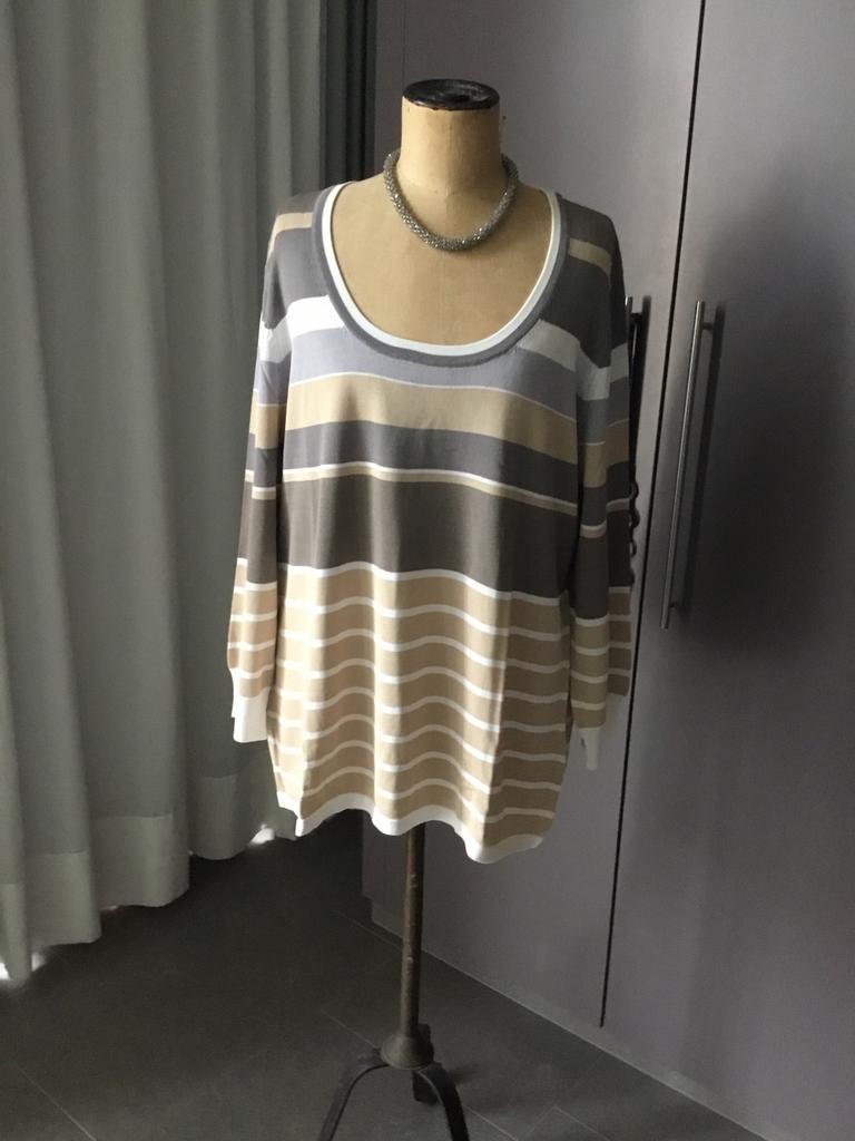 Gestreepte trui van Mayerline, maat 3L (48), Kleding | Dames, Grote Maten, Mayerline, Beige, Trui of Vest, Ophalen of Verzenden