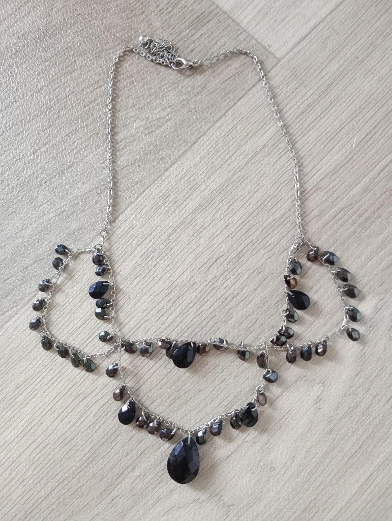 Ketting met zwarte pareltjes, Bijoux, Sacs & Beauté, Colliers, Enlèvement, Utilisé, Noir, Synthétique