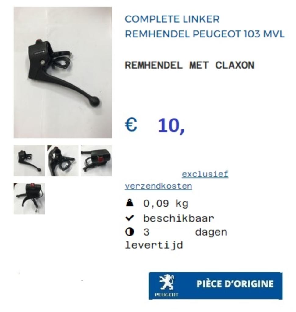 Peugeot Remhendel links, Envoi, Neuf, Peugot