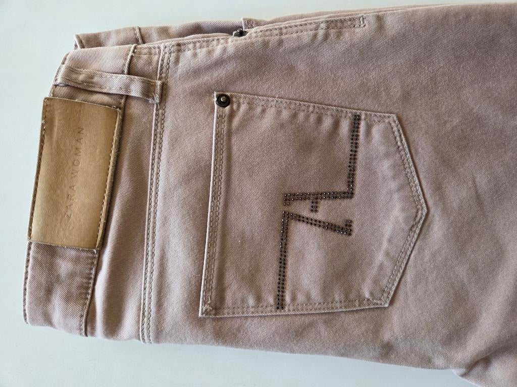 Pantalon en coton beige/terra ZARA XS, Enlèvement ou Envoi, Comme neuf, Beige