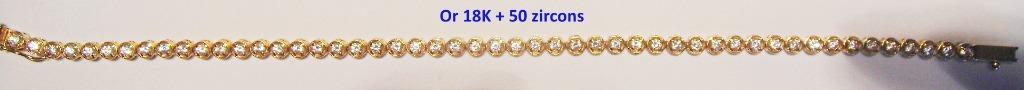 Bracelet or 18K "tennis" (rivière) 50 zircons, 20 cm, NEUF, Handtassen en Accessoires, Armbanden, Nieuw, Goud, Goud, Met edelsteen