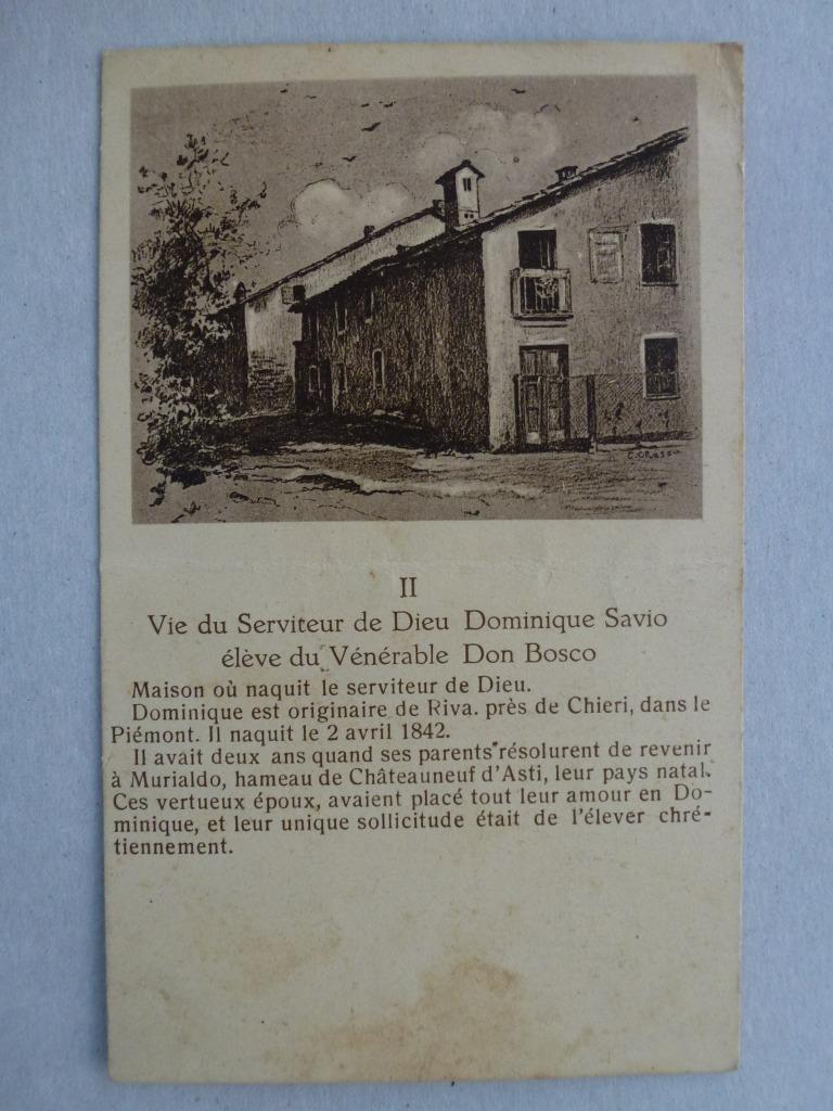 Maison ou naquit Dominique Savio ( 1842 - 1857 ) Riva, Verzamelen, Ophalen of Verzenden, 1920 tot 1940, Gelopen, Italië