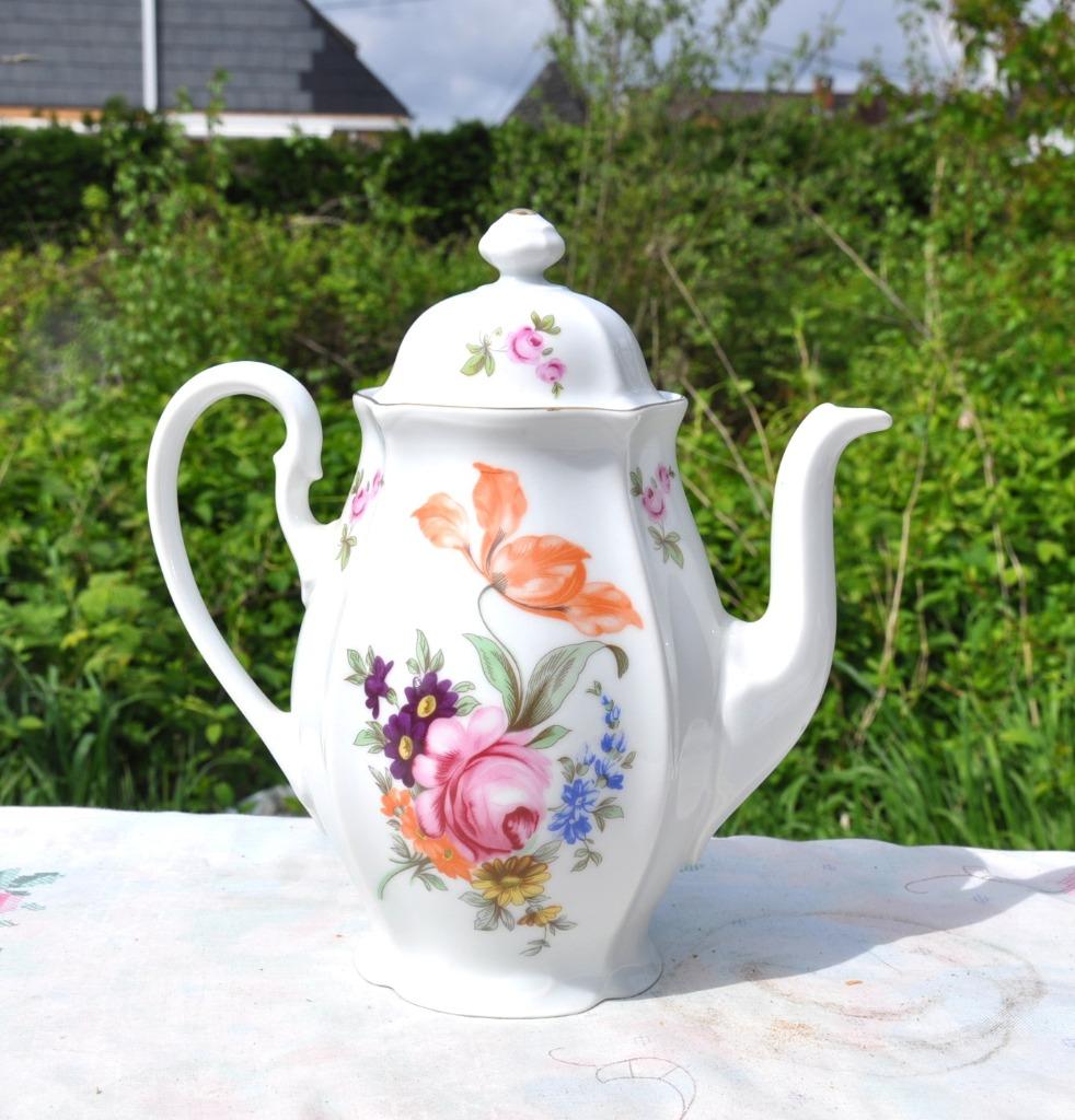 cafetière porcelaine tchécoslovaque decor bouquet, Ophalen of Verzenden