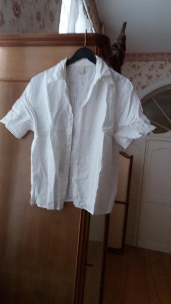chemisier blanc en lin  mayerline t 42, Enlèvement, Porté, Blanc