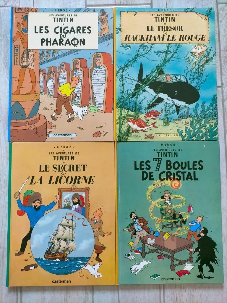 4 BD tintin, Boeken, Stripverhalen, Gelezen, Meerdere stripboeken, Ophalen of Verzenden