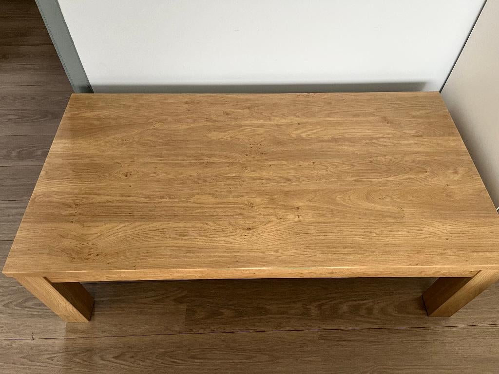 salontafel in lichteiken fineer, Ophalen, Overige materialen, Gebruikt, 100 tot 150 cm