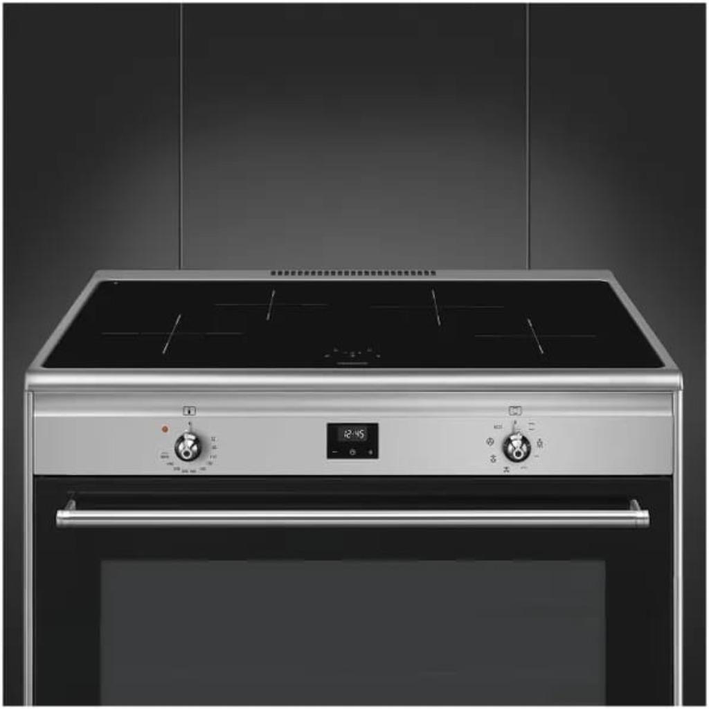 🔥Poêle de luxe Smeg 90 cm en acier inoxydable à INDUCTION, Neuf, Classe énergétique A ou plus économe, Gril, 4 zones de cuisson