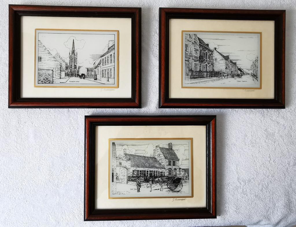 3 x Glasgravure - Gerard Swaenepoel - Handgesigneerd - 1988, Antiek en Kunst, Kunst | Etsen en Gravures, Ophalen of Verzenden