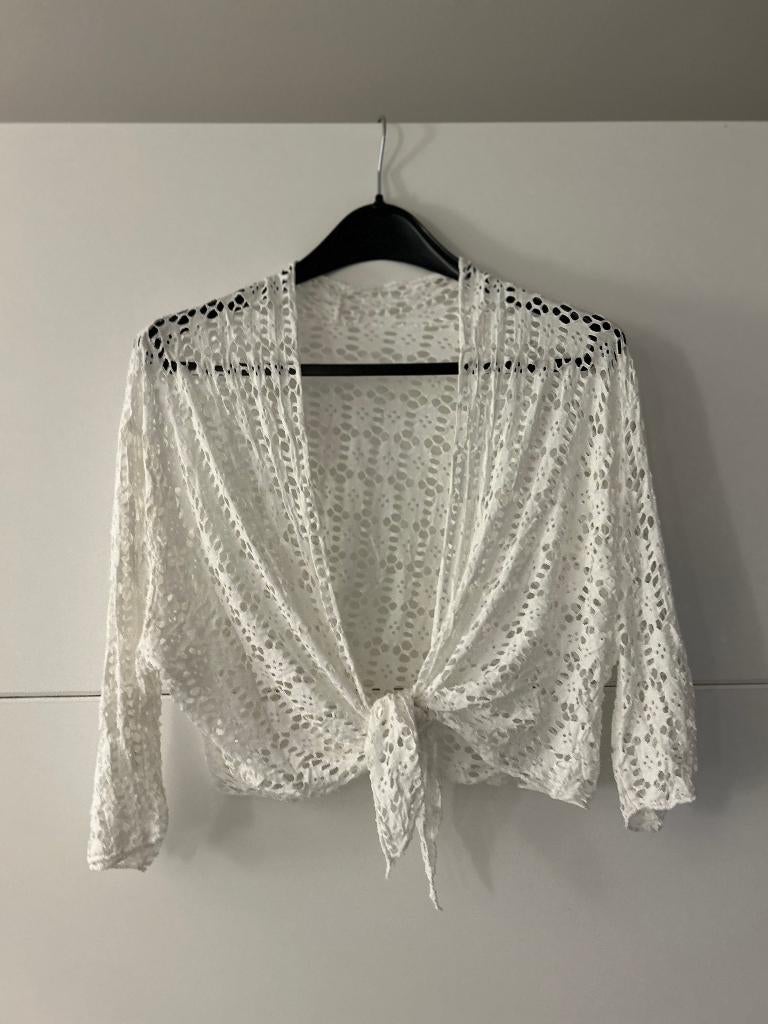 Witte gilet met open mazen, Ophalen of Verzenden, Zo goed als nieuw, Maat 42/44 (L), Wit