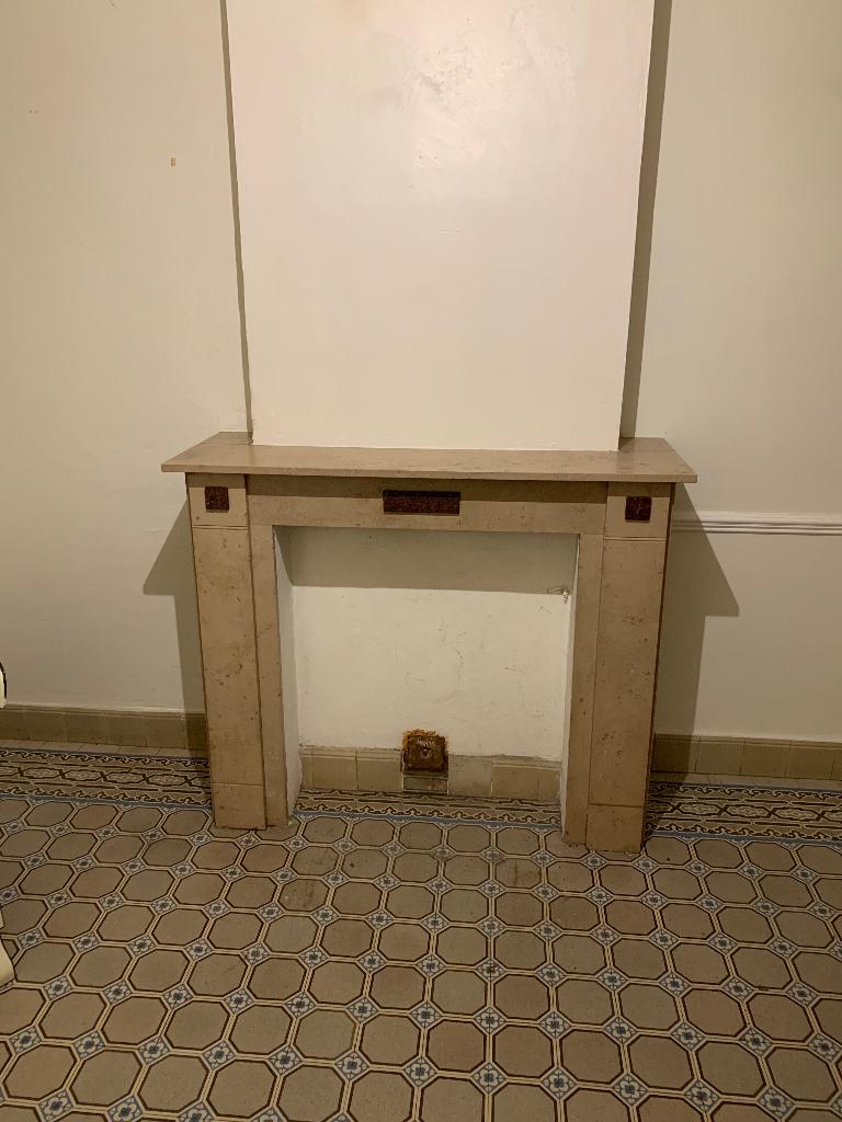 Marmeren schouw 135 breed x 50 diep x 112 hoog, Antiek en Kunst, Ophalen