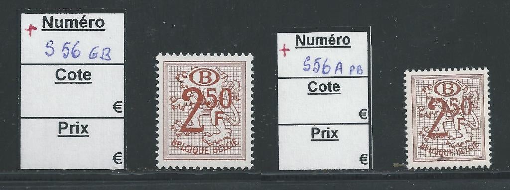Timbres Belg. Neuf ** Service de S56A.GB à S84 (voir prix), Ophalen of Verzenden, Postfris, Postfris