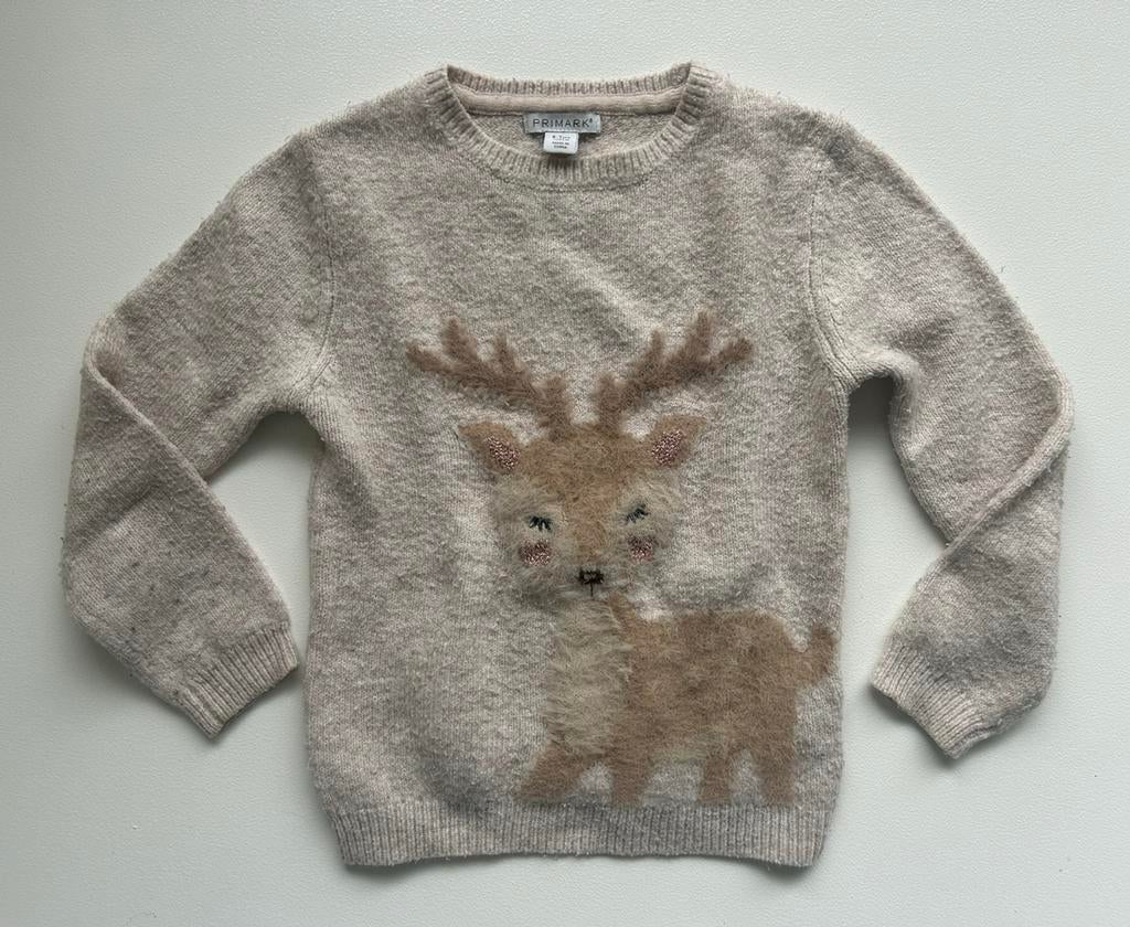Warme beige wintertrui meisje - mt 6/7 jaar, Gebruikt, Meisje, Trui of Vest, Ophalen of Verzenden
