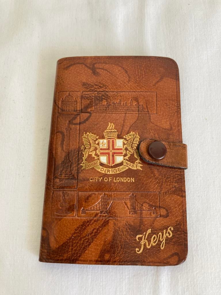 Porte-clés vintage Squire City of London en cuir véritable, Enlèvement ou Envoi