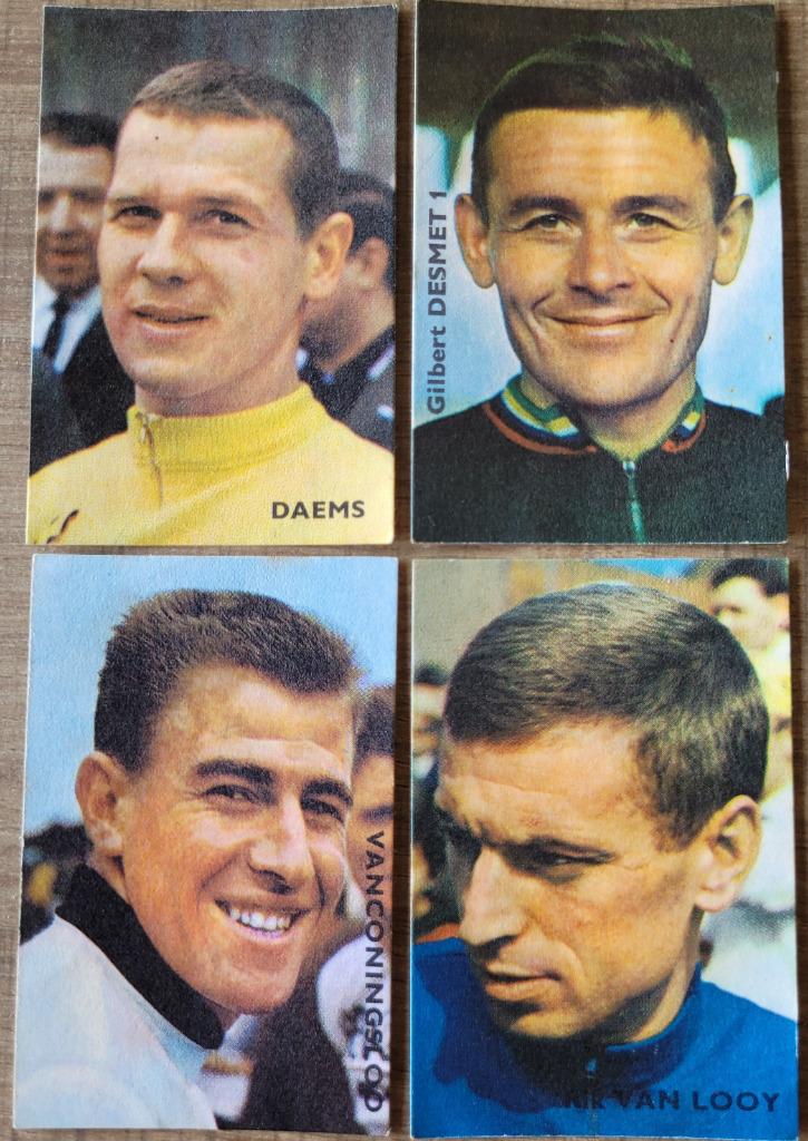 4 fotoprenten wielrenners Daems, Gilbert Desmet, Vanconingsl, Verzamelen, Sportartikelen en Voetbal, Ophalen of Verzenden, Gebruikt