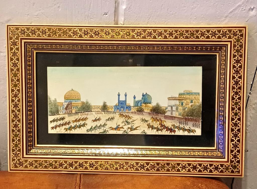 Perzisch kunstwerk schilderijtje, Ophalen of Verzenden