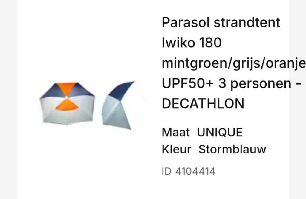 Strandtent 3Personen, NIEUW! Parasol beschutting, Ophalen