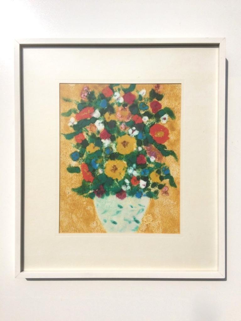 Alvarido : Pastel ' Fleurs ' [ VINTAGE 70s ] ' Flowers ', Antiquités & Art, Art | Peinture | Moderne, Enlèvement ou Envoi