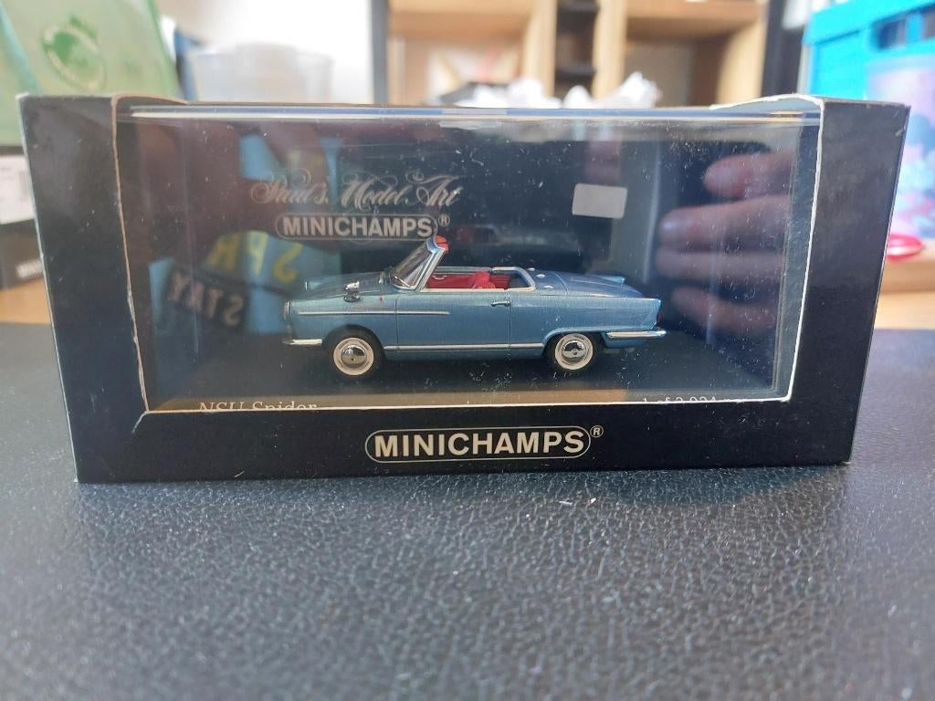 Minichamps Minichamps NSU Spider 1964-67 blue met 1/43, Hobby & Loisirs créatifs, Enlèvement ou Envoi, Neuf, Voiture, MiniChamps