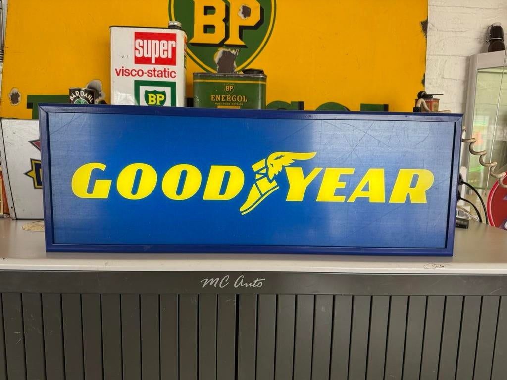 Oude GoodYear banden reclame lichtbak, Ophalen of Verzenden, Gebruikt, Lichtbak of (neon) lamp