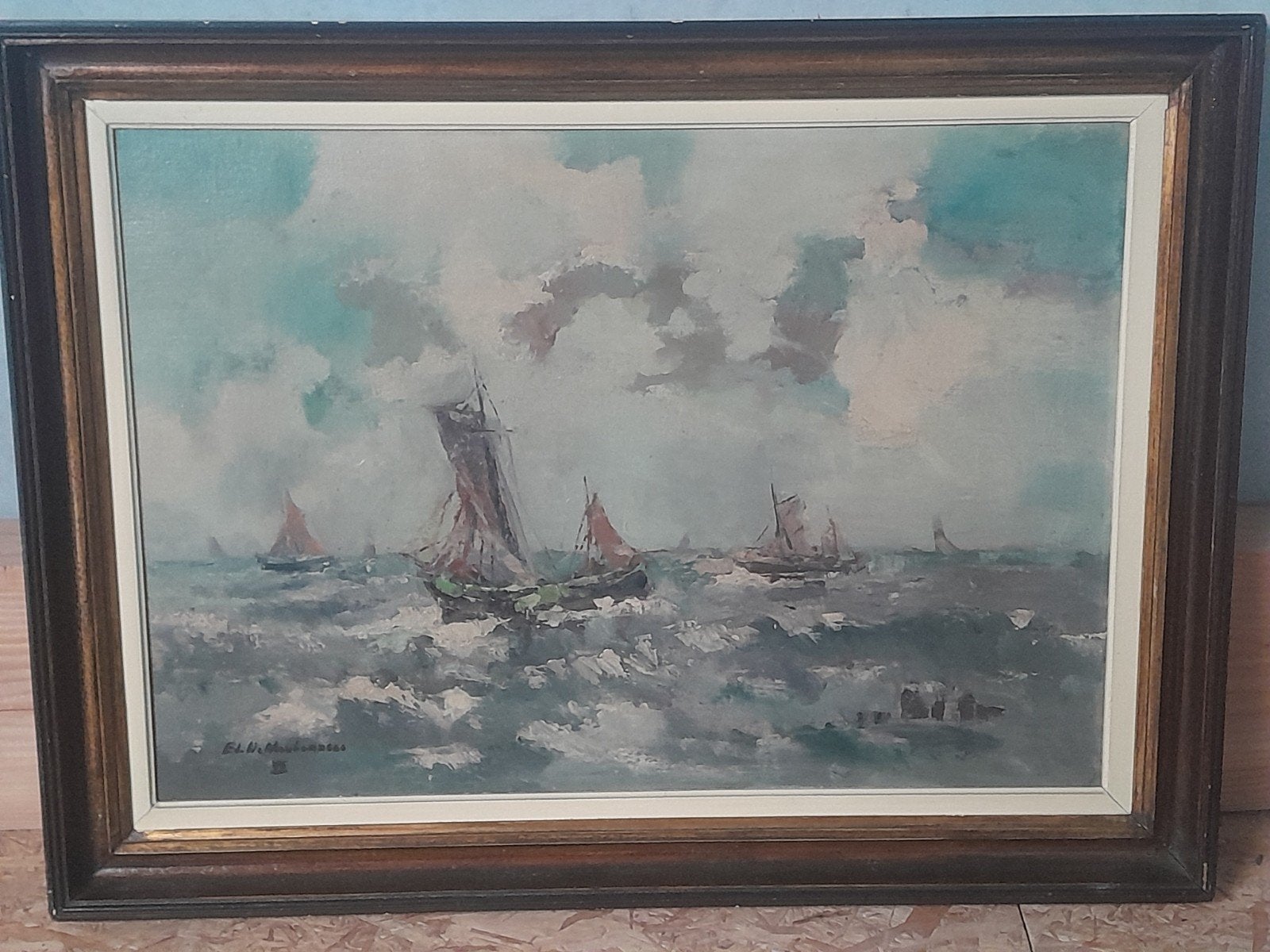 Edmond De Meulenaere - Maritiem tafereel, Antiek en Kunst, Ophalen, Maritiem / water, Doek, Impressionistisch