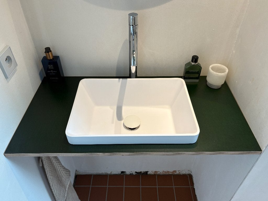 Halfinbouw lavabo 32x45, mat wit, Enlèvement, Neuf, Pierre, Lavabo