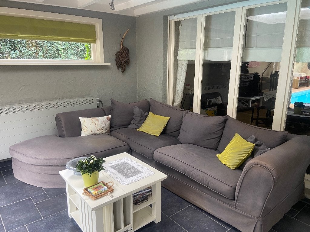 zetel + salontafel, Huis en Inrichting, Ophalen, 250 tot 300 cm, Gebruikt, Hoekbank
