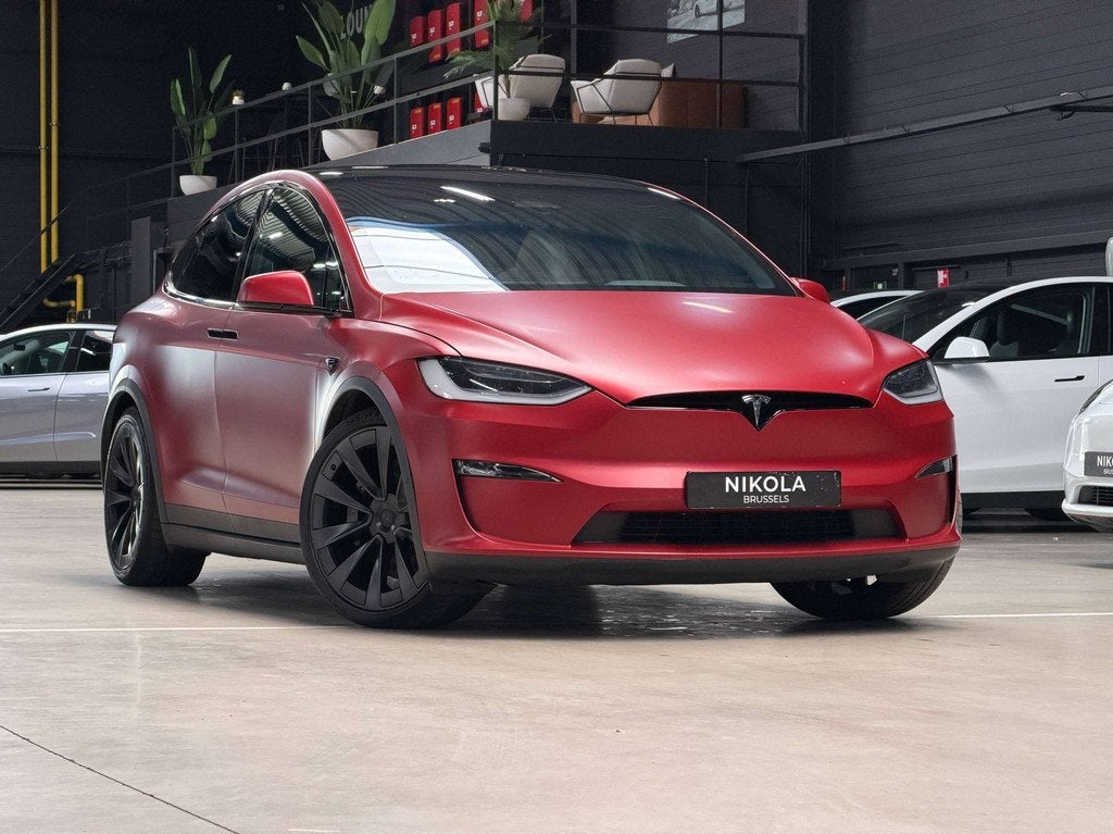 Tesla Model X PLAID - FULL WRAP SATIN RED - ENHANCED AUTOPIL, Auto's, Tesla, Bedrijf, Te koop, Model X, 4x4, ABS, Adaptive Cruise Control